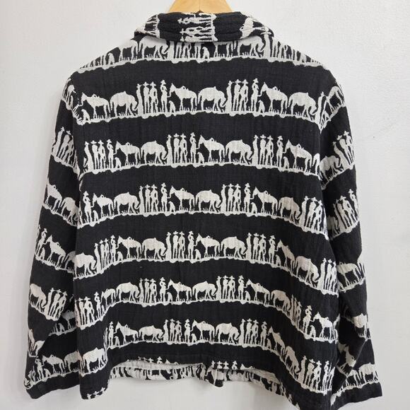 CHICO'S DESIGN Vtg 90s Artsy Indie Folksy Boho Llamas Alpacas Boxy Jacket M - Picture 5 of 11